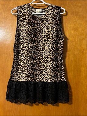 Tape Measure Leopard Print Blouse with Black Spots